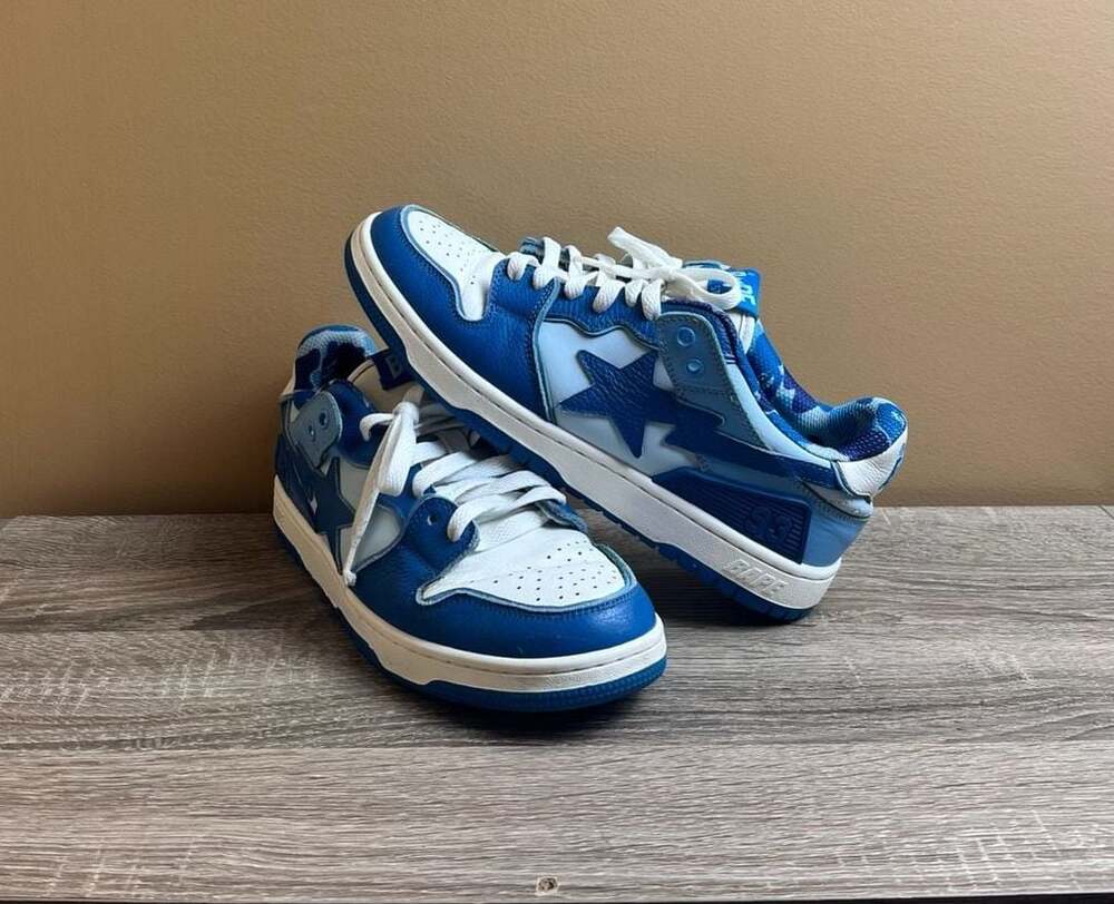 A Bathing Ape Bape Sk8 Sta 'ABC Camo' Blue Sneakers Size 8